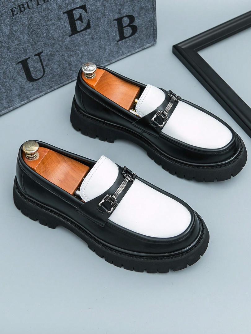 Soulye Loafer Zip Nwa ak Blan