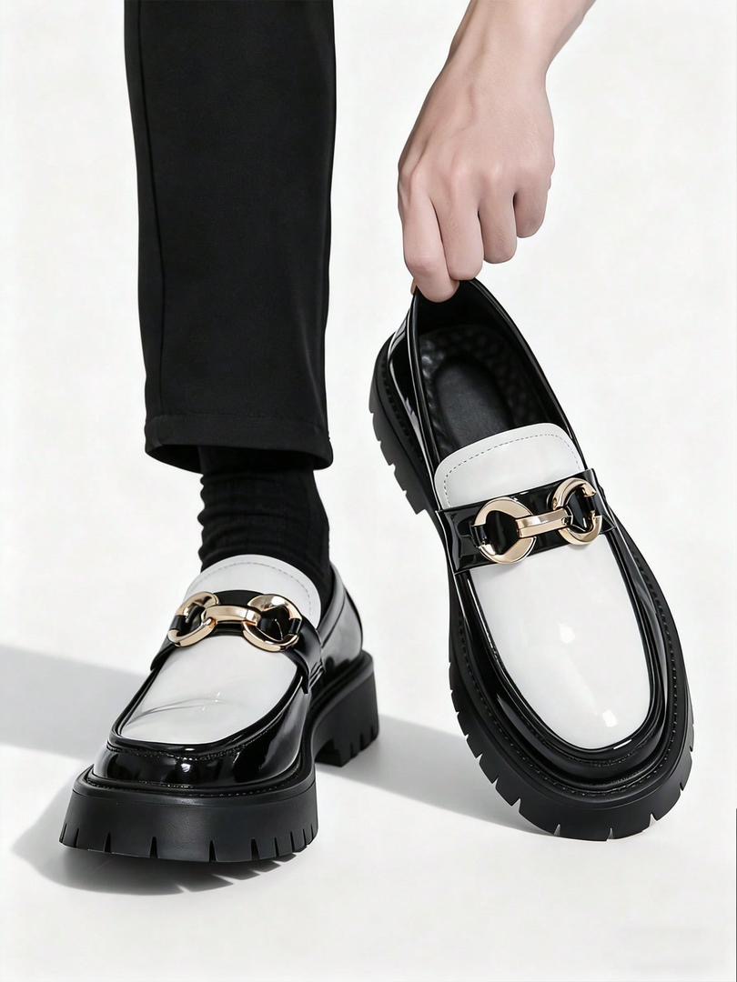 Soulye Loafer Nwa ak Blan